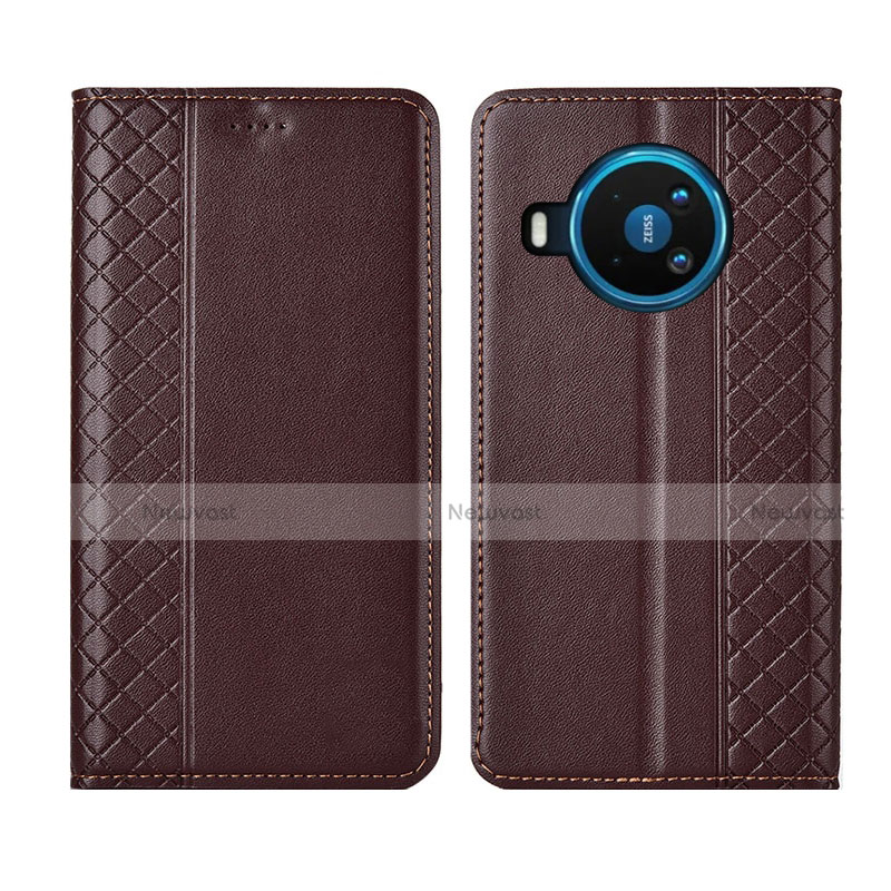 Leather Case Stands Flip Cover Holder for Nokia 8.3 5G Brown