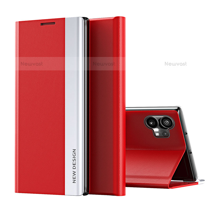 Leather Case Stands Flip Cover Holder for Nothing Phone 1 Red