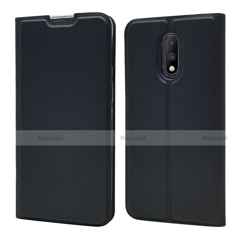 Leather Case Stands Flip Cover Holder for OnePlus 7 Black