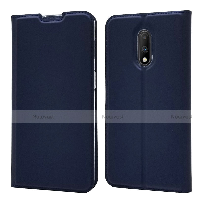Leather Case Stands Flip Cover Holder for OnePlus 7 Blue