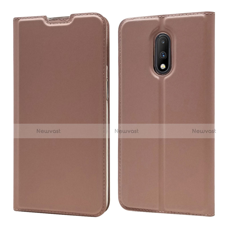 Leather Case Stands Flip Cover Holder for OnePlus 7 Rose Gold