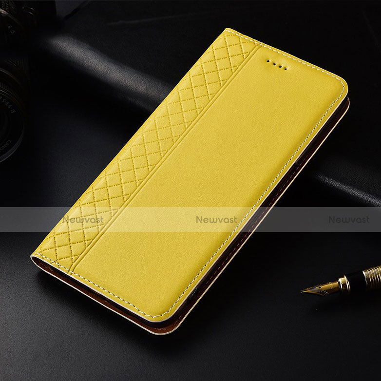Leather Case Stands Flip Cover Holder for OnePlus 7T Yellow
