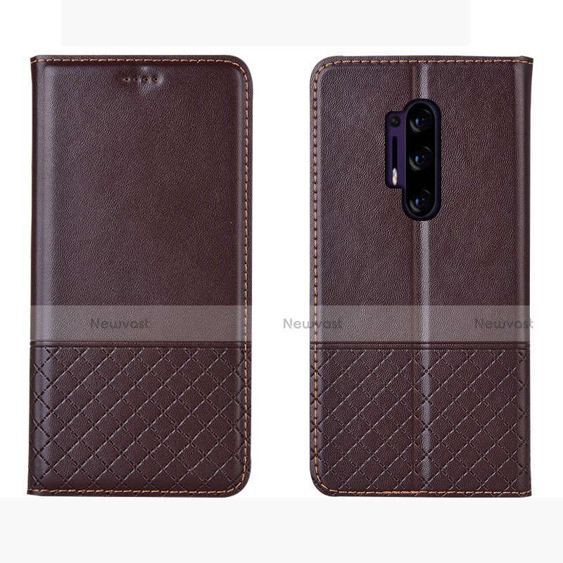 Leather Case Stands Flip Cover Holder for OnePlus 8 Pro Brown