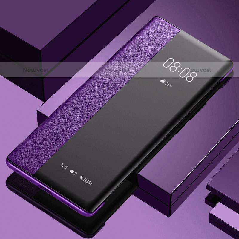 Leather Case Stands Flip Cover Holder for OnePlus Nord N300 5G Purple