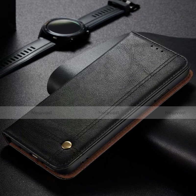 Leather Case Stands Flip Cover Holder for Oppo A12 Black