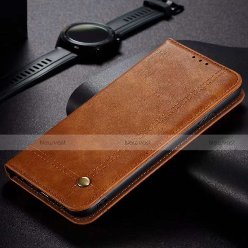 Leather Case Stands Flip Cover Holder for Oppo A12 Orange