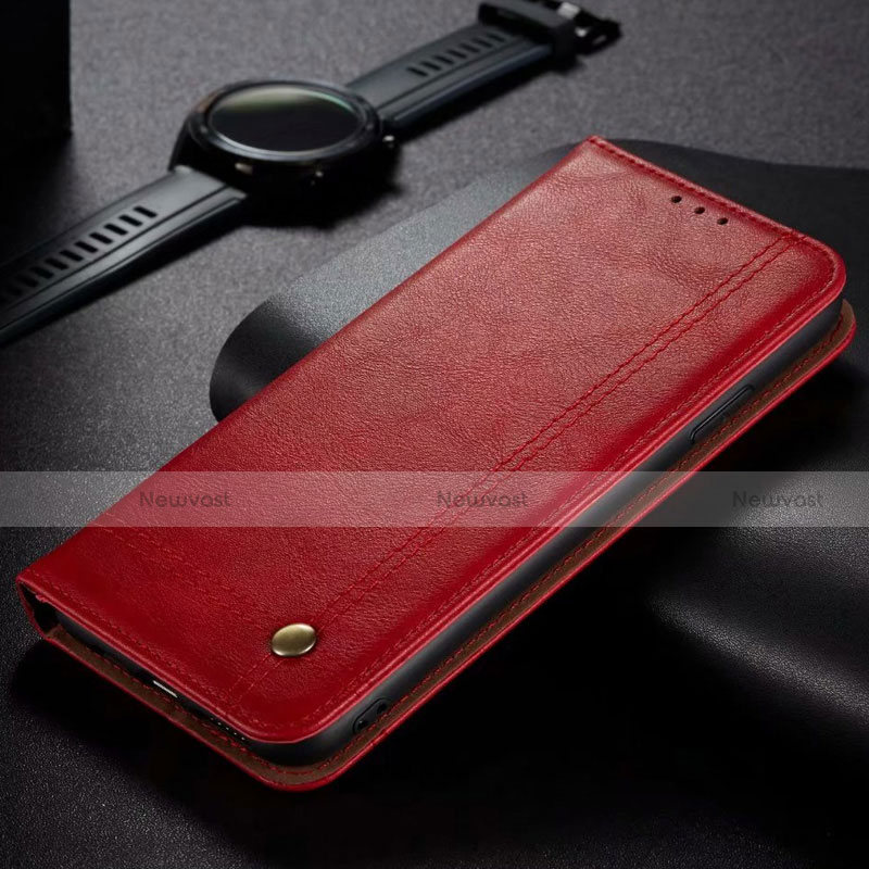 Leather Case Stands Flip Cover Holder for Oppo A12 Red