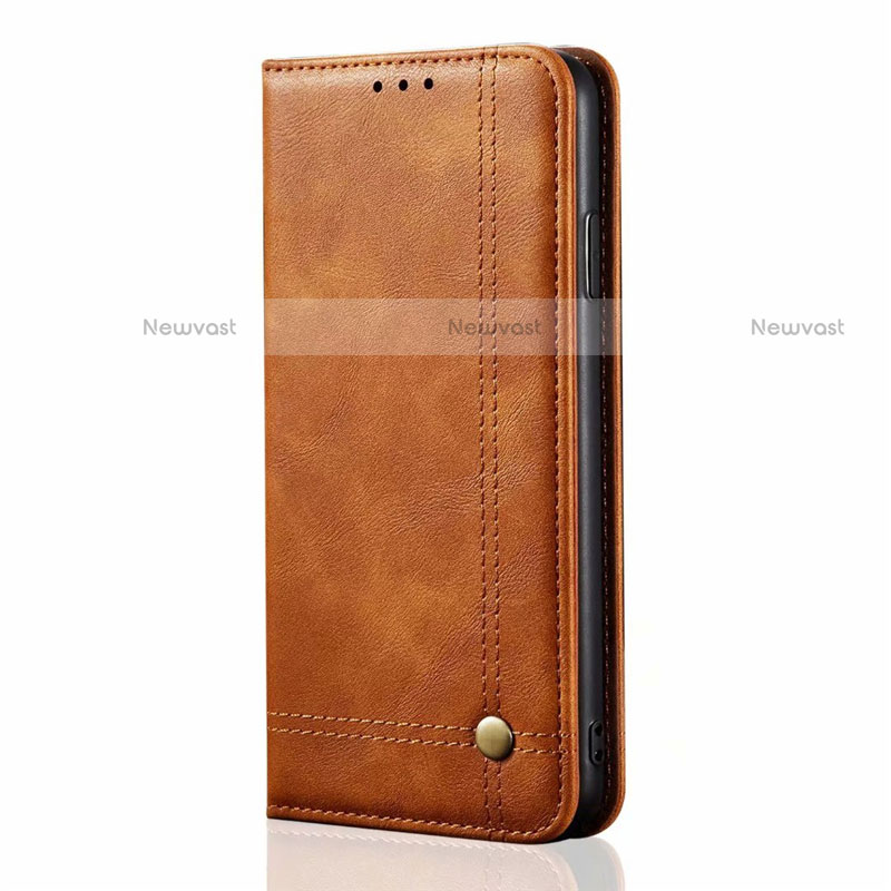 Leather Case Stands Flip Cover Holder for Oppo A12e Light Brown
