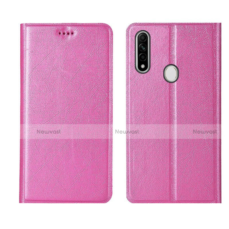 Leather Case Stands Flip Cover Holder for Oppo A31 Pink