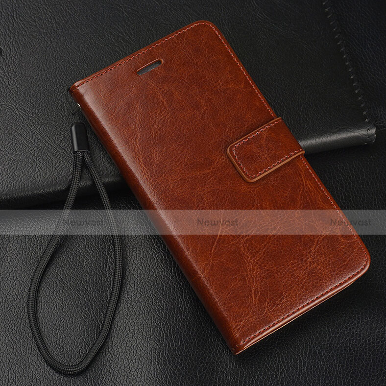 Leather Case Stands Flip Cover Holder for Oppo A5 (2020) Brown