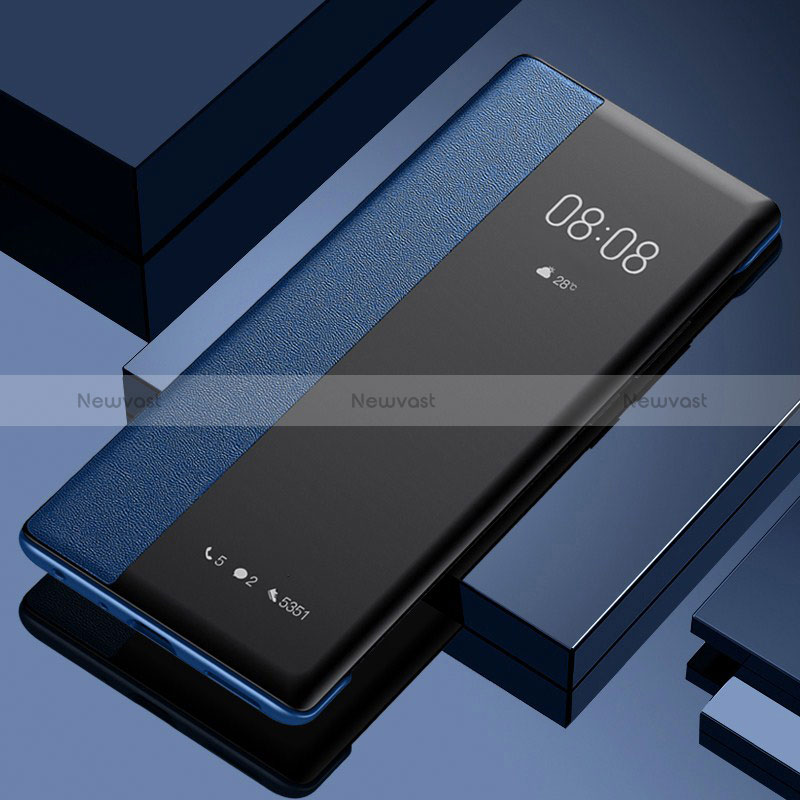 Leather Case Stands Flip Cover Holder for Oppo A77 5G Blue