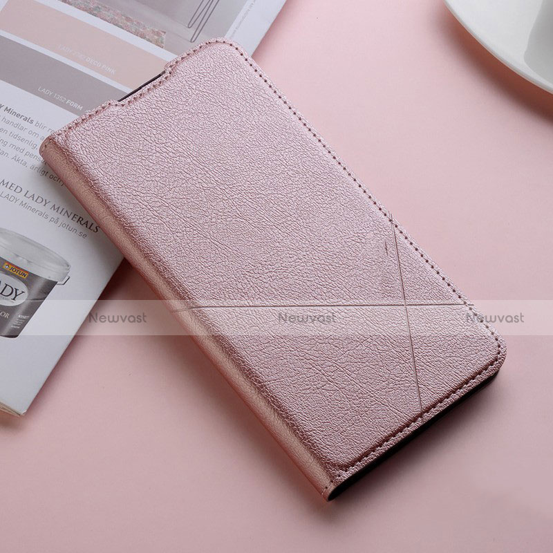 Leather Case Stands Flip Cover Holder for Oppo A91 Rose Gold