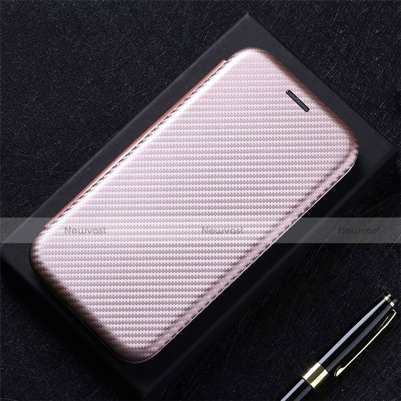 Leather Case Stands Flip Cover Holder for Oppo F17 Rose Gold