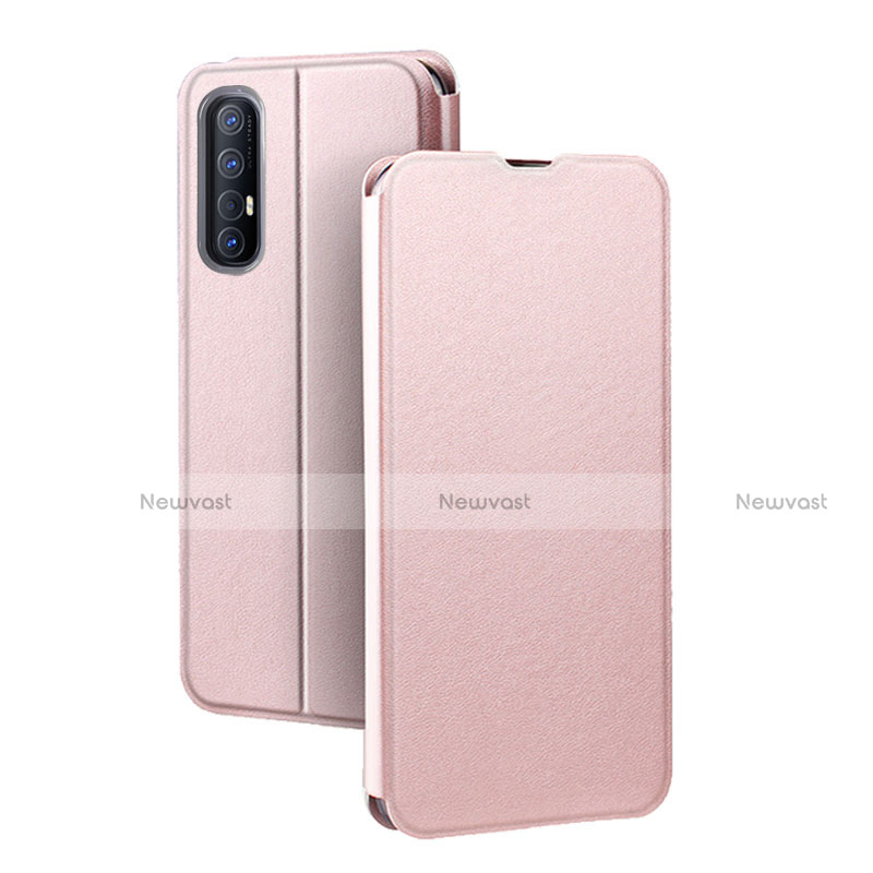 Leather Case Stands Flip Cover Holder for Oppo Find X2 Neo Rose Gold