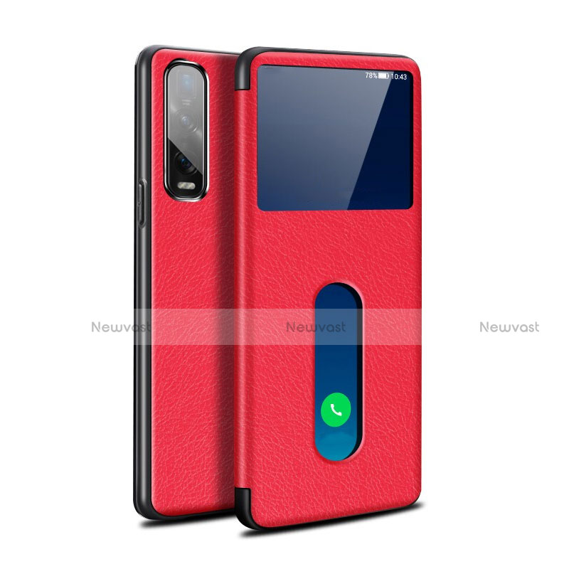 Leather Case Stands Flip Cover Holder for Oppo Find X2 Pro Red