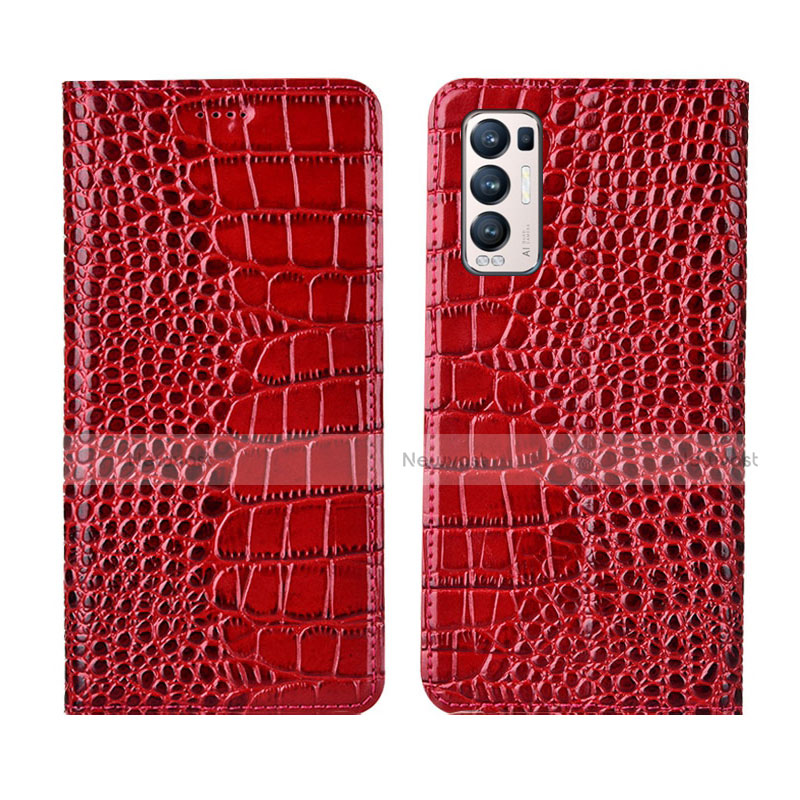 Leather Case Stands Flip Cover Holder for Oppo Find X3 Neo 5G Red