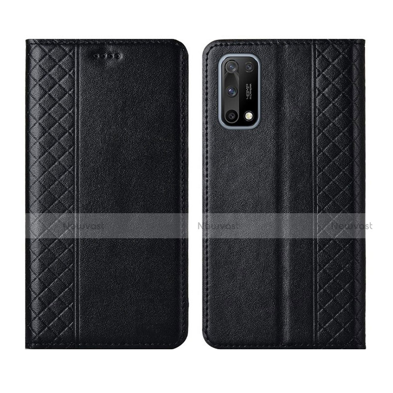 Leather Case Stands Flip Cover Holder for Oppo K7x 5G Black