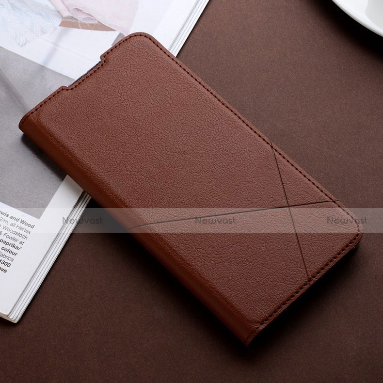 Leather Case Stands Flip Cover Holder for Oppo Reno2 Brown
