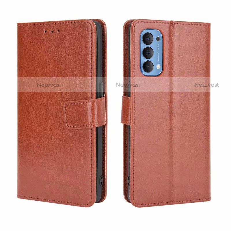 Leather Case Stands Flip Cover Holder for Oppo Reno4 4G