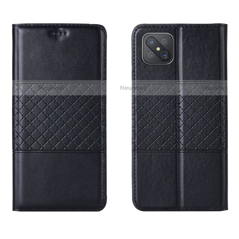 Leather Case Stands Flip Cover Holder for Oppo Reno4 Z 5G Black
