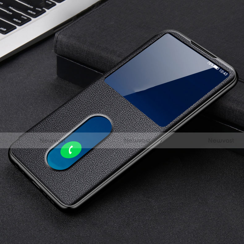 Leather Case Stands Flip Cover Holder for Oppo Reno5 5G Black