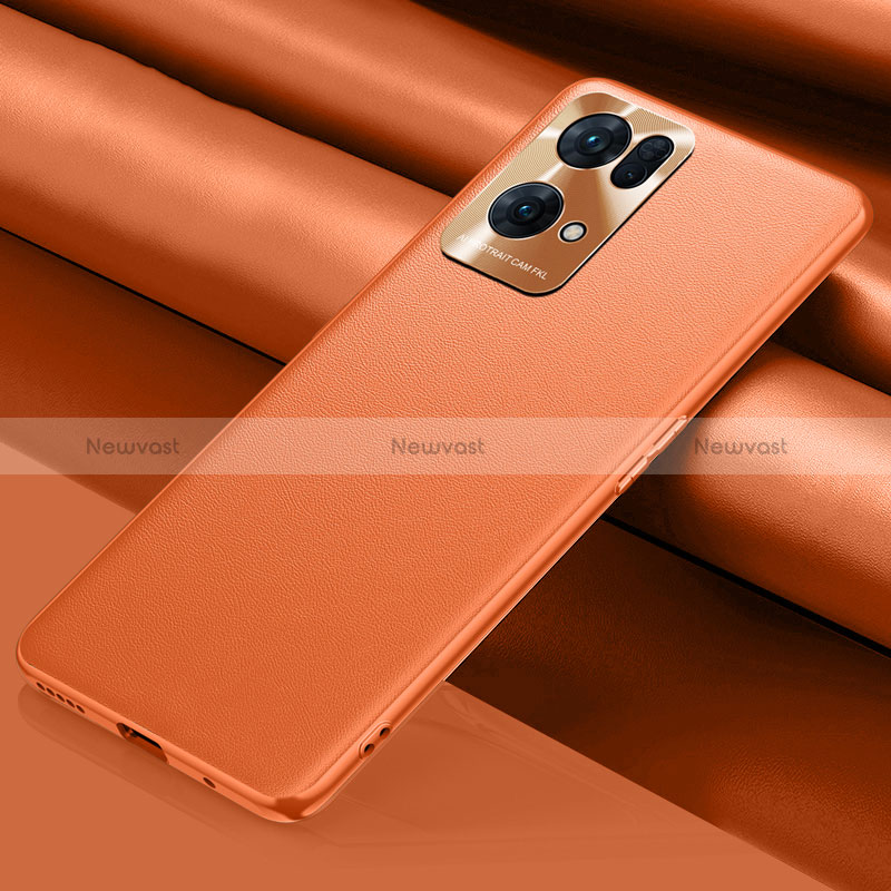 Leather Case Stands Flip Cover Holder for Oppo Reno7 Pro 5G Orange