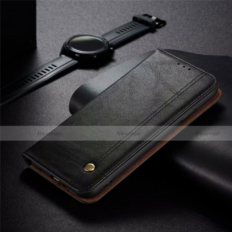 Leather Case Stands Flip Cover Holder for Realme 5 Pro Black
