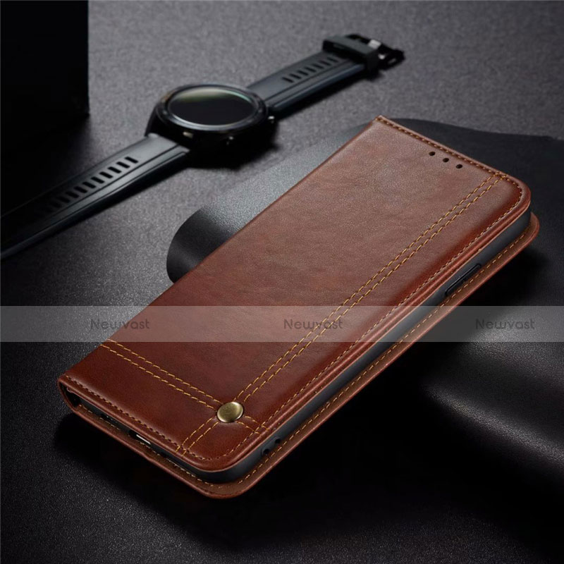 Leather Case Stands Flip Cover Holder for Realme 5 Pro Brown