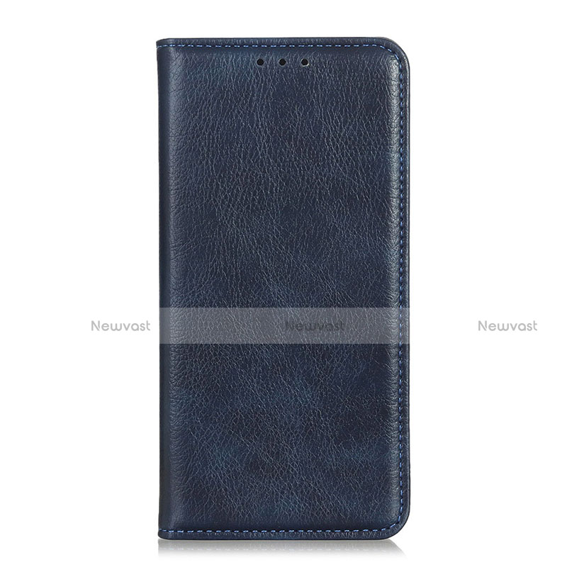 Leather Case Stands Flip Cover Holder for Realme C17 Blue