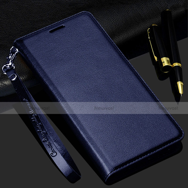 Leather Case Stands Flip Cover Holder for Realme C3 Blue