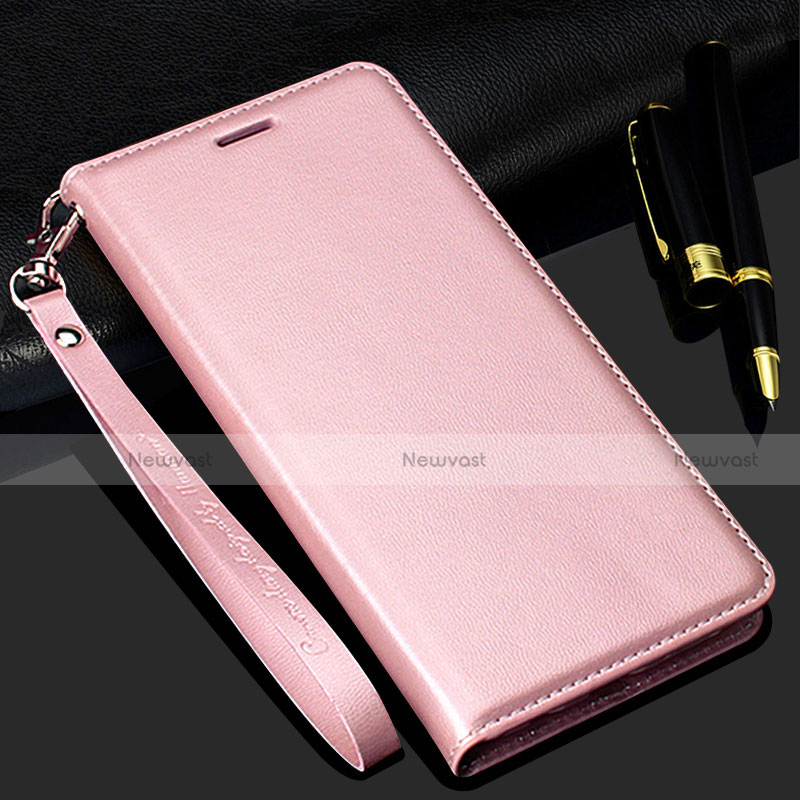 Leather Case Stands Flip Cover Holder for Realme C3 Rose Gold