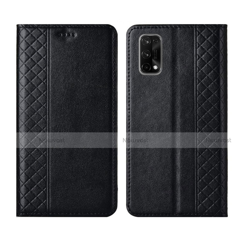 Leather Case Stands Flip Cover Holder for Realme X7 Pro 5G Black