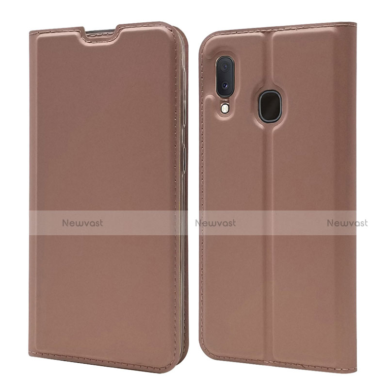 Leather Case Stands Flip Cover Holder for Samsung Galaxy A20e Rose Gold
