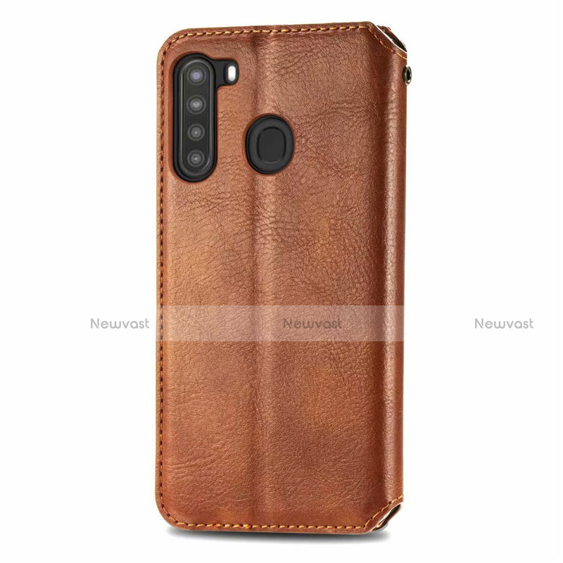 Leather Case Stands Flip Cover Holder for Samsung Galaxy A21