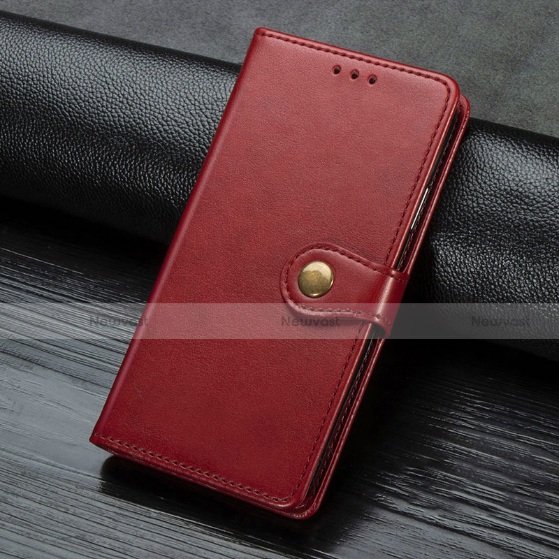 Leather Case Stands Flip Cover Holder for Samsung Galaxy A21s Red