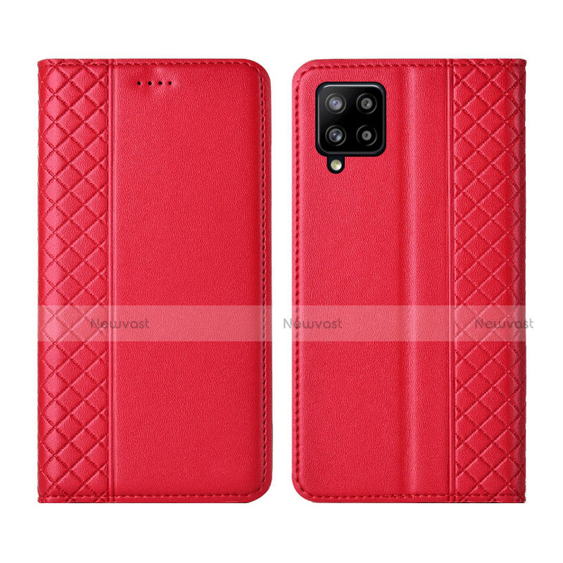 Leather Case Stands Flip Cover Holder for Samsung Galaxy A42 5G Red