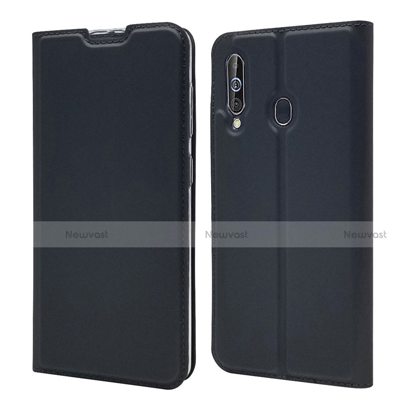 Leather Case Stands Flip Cover Holder for Samsung Galaxy A60 Black