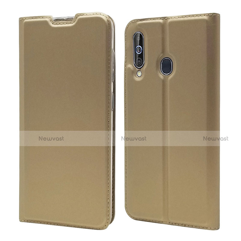 Leather Case Stands Flip Cover Holder for Samsung Galaxy A60 Gold