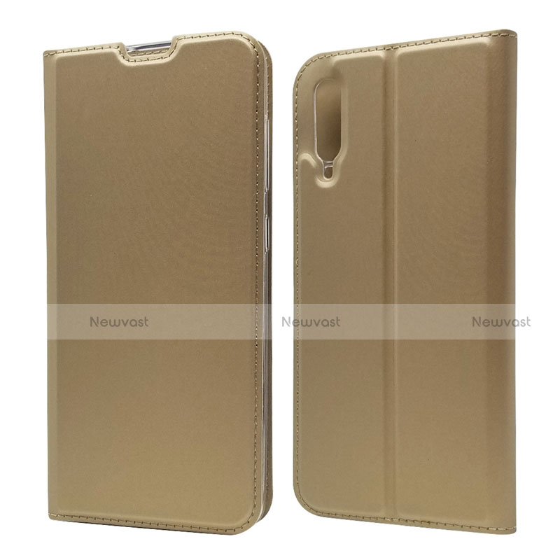 Leather Case Stands Flip Cover Holder for Samsung Galaxy A70 Gold