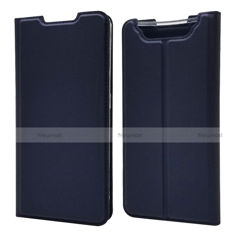 Leather Case Stands Flip Cover Holder for Samsung Galaxy A80 Blue