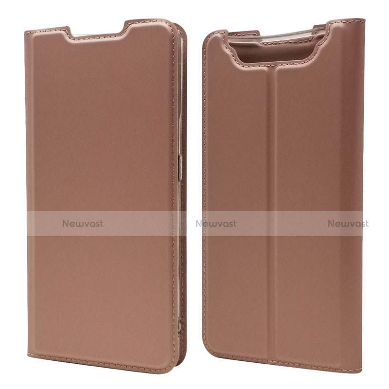 Leather Case Stands Flip Cover Holder for Samsung Galaxy A90 4G Rose Gold