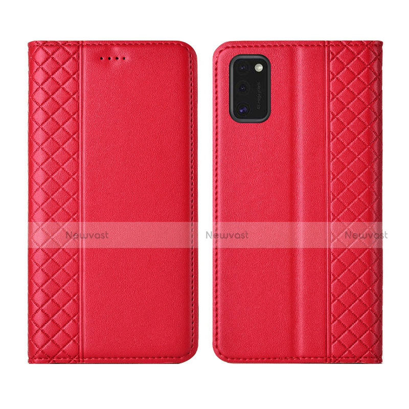 Leather Case Stands Flip Cover Holder for Samsung Galaxy M51 Red