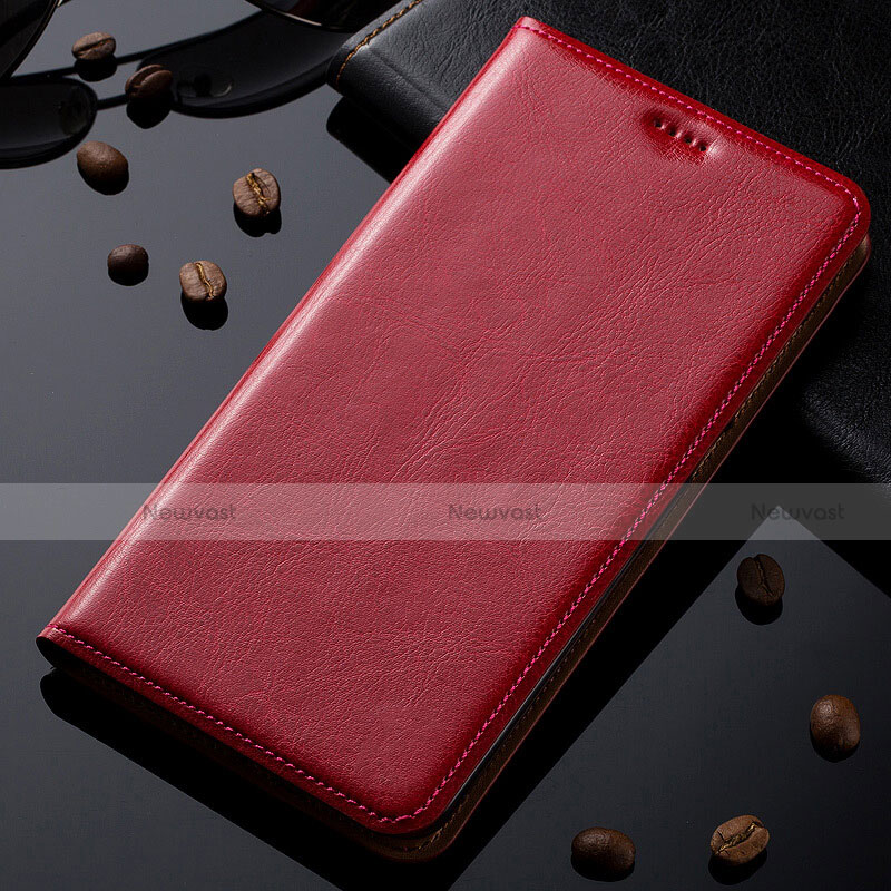 Leather Case Stands Flip Cover Holder for Samsung Galaxy M60s Red
