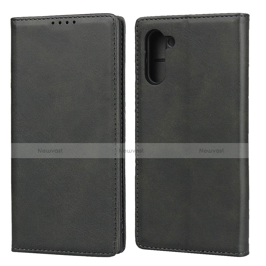Leather Case Stands Flip Cover Holder for Samsung Galaxy Note 10 Black