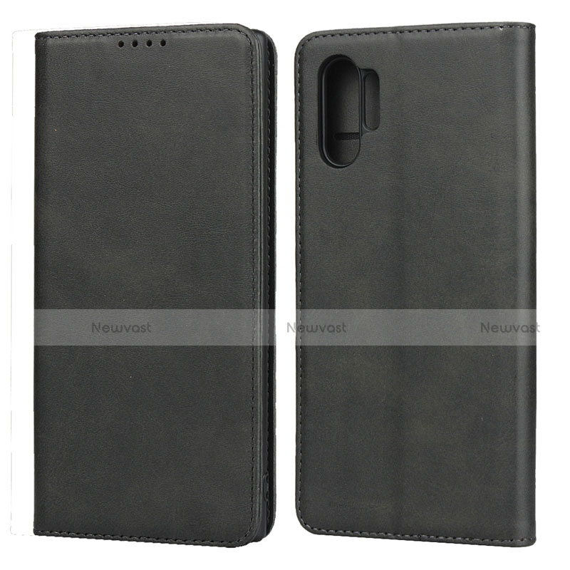 Leather Case Stands Flip Cover Holder for Samsung Galaxy Note 10 Plus 5G Black