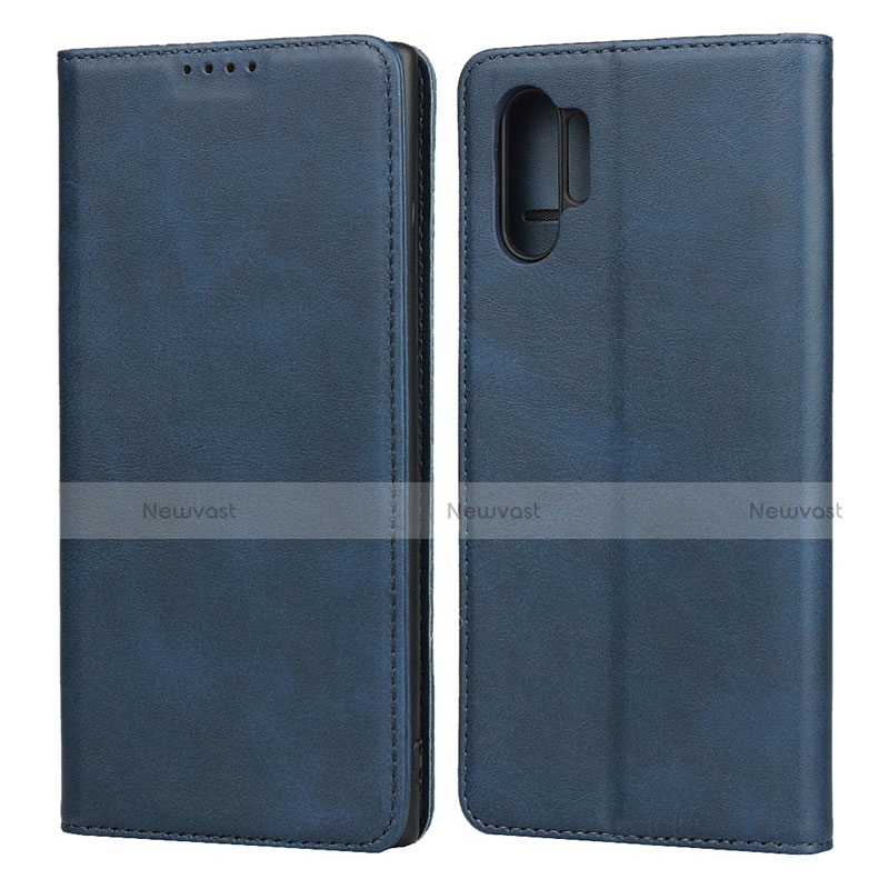 Leather Case Stands Flip Cover Holder for Samsung Galaxy Note 10 Plus 5G Blue