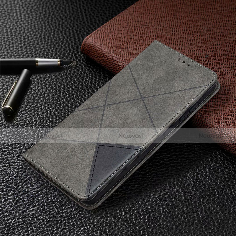 Leather Case Stands Flip Cover Holder for Samsung Galaxy S20 FE 5G Gray