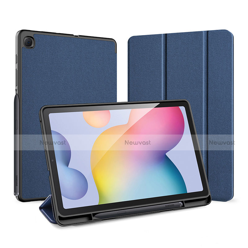 Leather Case Stands Flip Cover Holder for Samsung Galaxy Tab S6 Lite 10.4 SM-P610 Blue