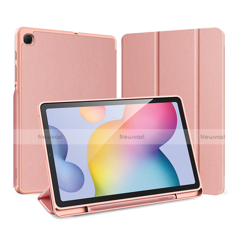 Leather Case Stands Flip Cover Holder for Samsung Galaxy Tab S6 Lite 4G 10.4 SM-P615 Rose Gold