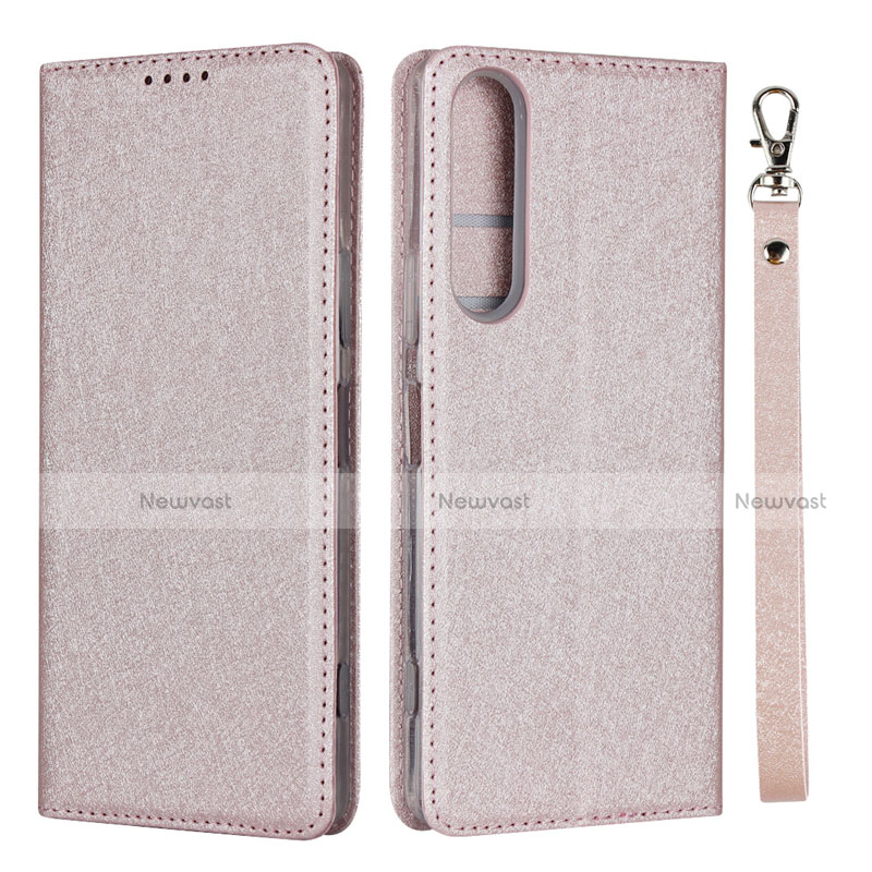 Leather Case Stands Flip Cover Holder for Sony Xperia 1 II Pink